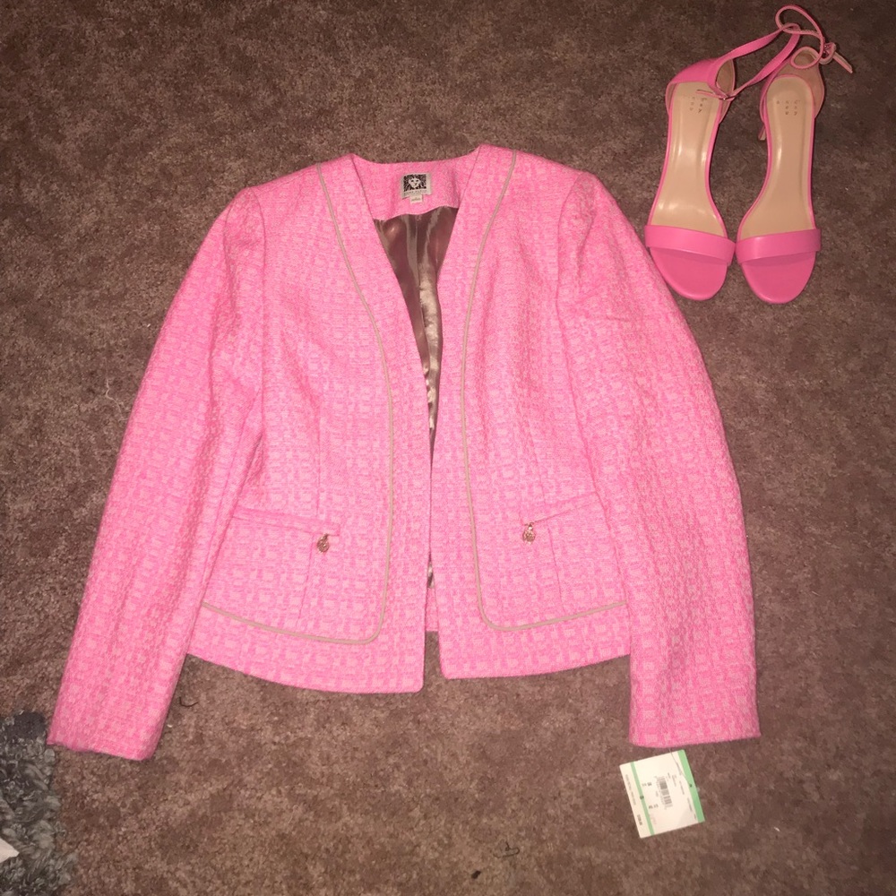 Pink coat with matching Pink heels